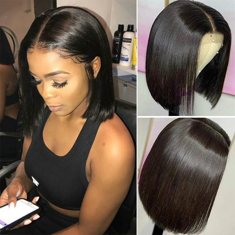 cross-border new wig female center-parted bangs short straight hair short hair bob wig foreign trade chemical fiber full-head wig full figure