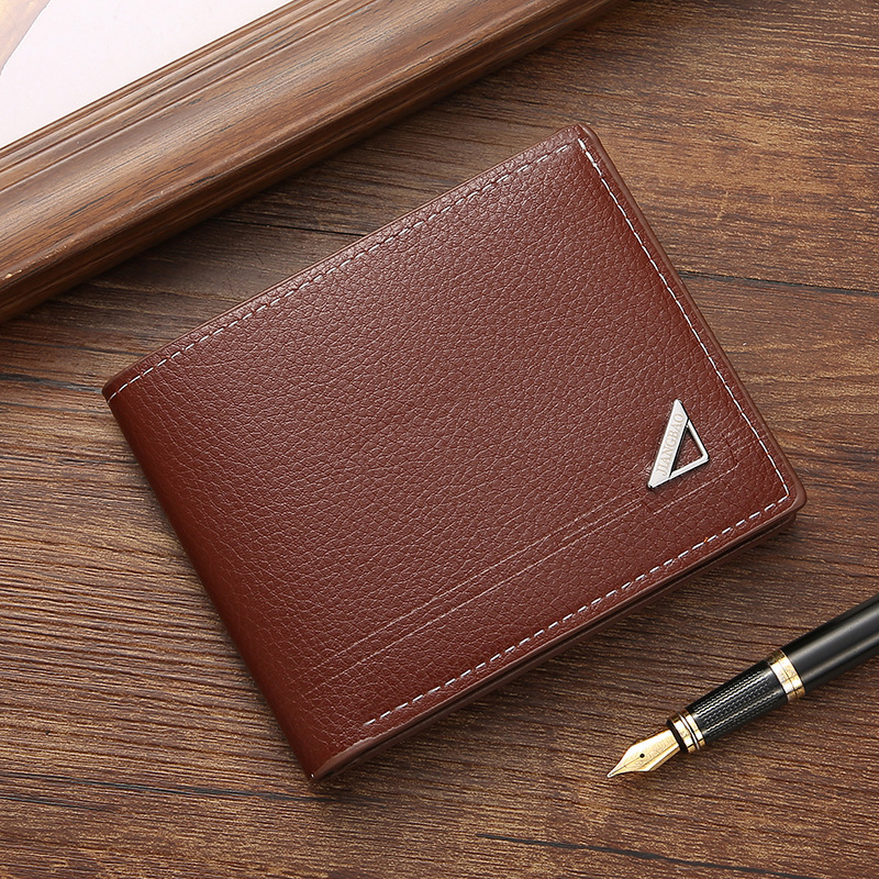 new men's wallet short wallet men's youth business casual horizontal wallet fashion large capacity soft leather wallet details Picture