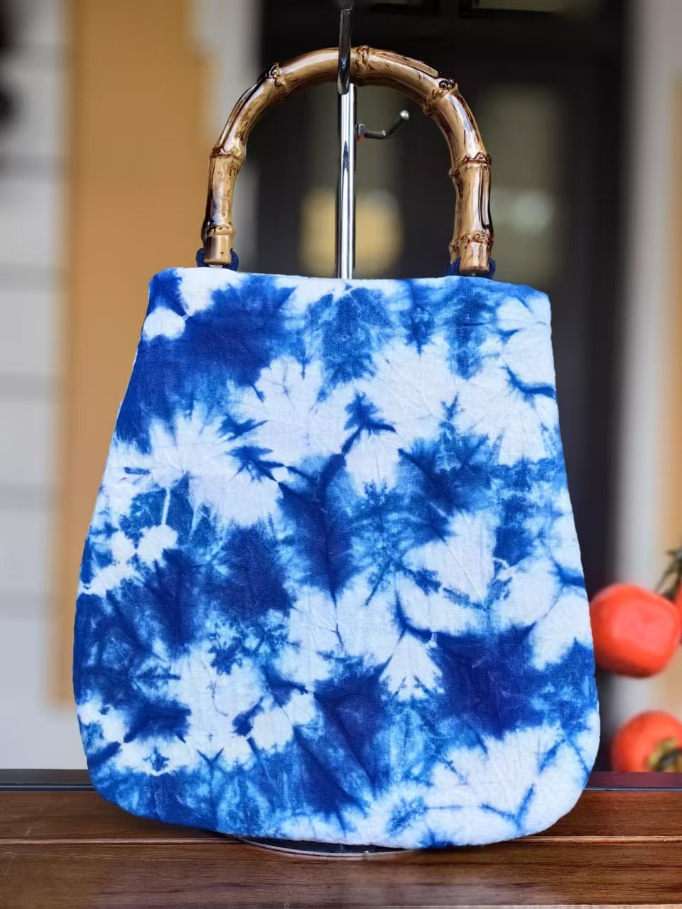 ethnic characteristic fabric tie-dyed handbag national fashion women's trendy white casual bamboo bag Application Scenario