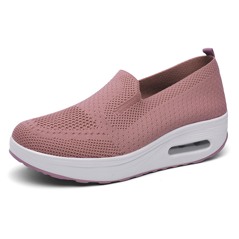 foreign trade 2025 large size women's shoes solid color breathable flyknit shoes slip-on women's sneakers socks mouth casual shoes full figure