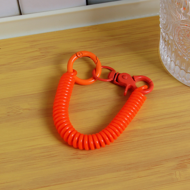 spring rope key chain pendant mobile phone anti-separation rope key chain color elastic retractable lanyard school bag bag charm details Picture