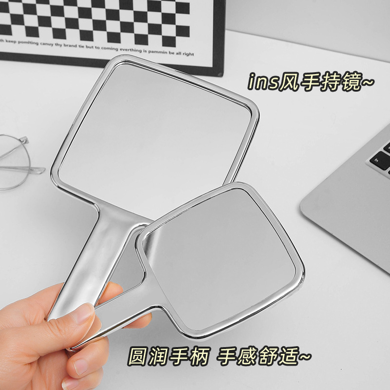 internet celebrity high-grade hand-held cosmetic mirror home retro ins goggles children's portable portable hand-held hairdressing mirror Application Scenario