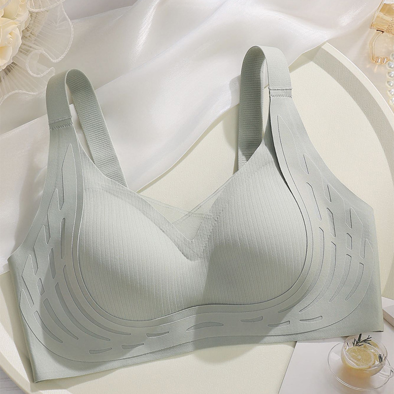 8096 comfortable seamless chest pad underwear for women thin big breast small anti-sagging support adjustment bra breathable details Picture