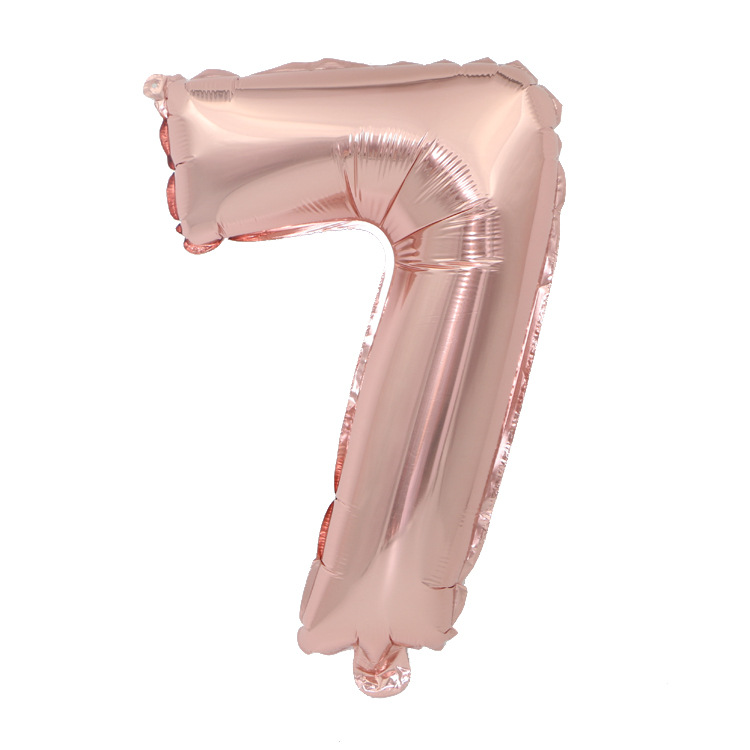 factory direct supply 16-inch rose gold digital aluminum balloon 0-9 baby birthday wedding decorative aluminum foil balloon details Picture