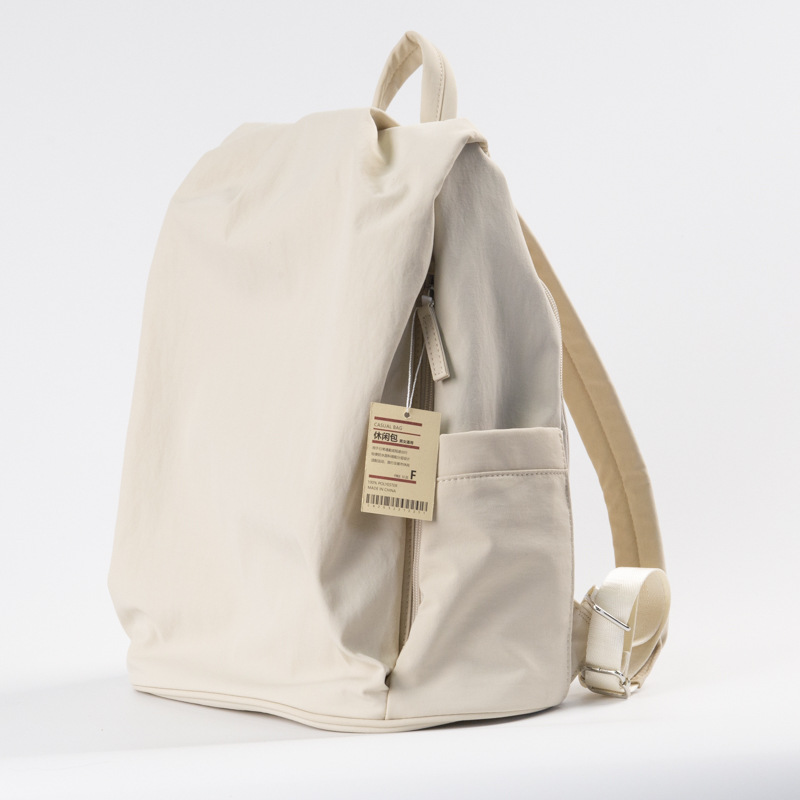 japanese-style printed casual backpack good backpack computer backpack large capacity versatile schoolbag solid color men and women simple details Picture