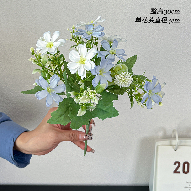single stem 5-branch aisha butterfly chrysanthemum artificial/fake flower silk flower and plastic flower home decoration flower arrangement decorative flowers cross-border details Picture