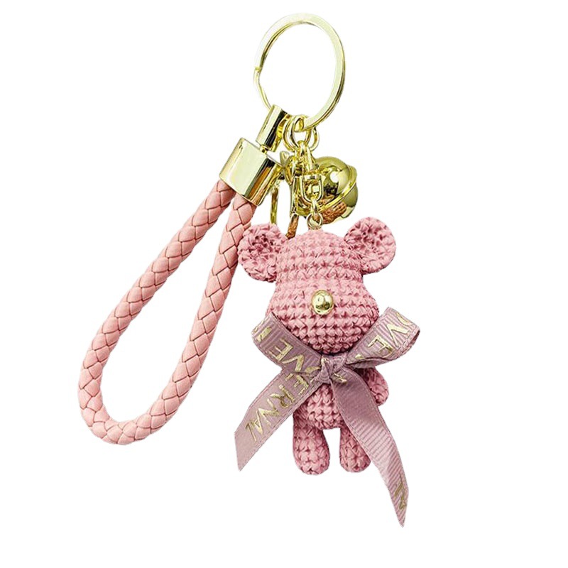new resin wool bear keychain female exquisite car shape school bag pendant couple fashion bag bag charm small gift Item Picture