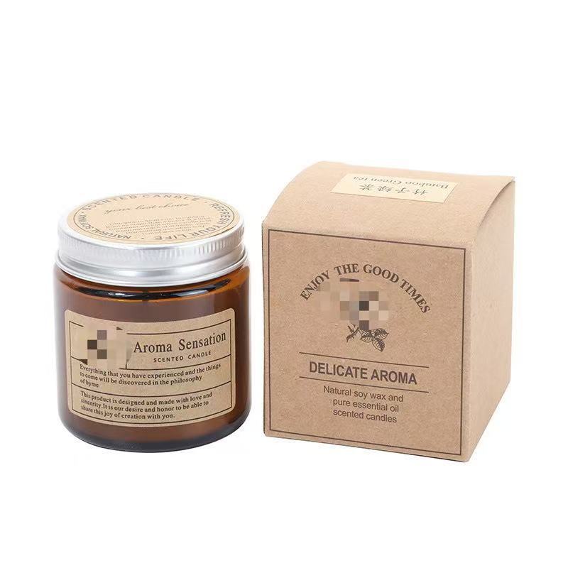 cross-border delivery diy handmade soy wax smoke-free brown glass candle fragrance gift cross-border aromatherapy candle z Item Picture