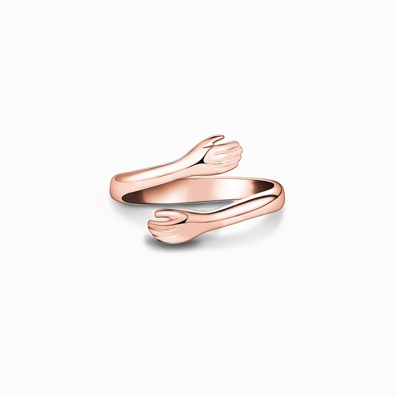 cross-border hot selling s925 sterling silver hug ring for women simple fashion european and american style forefinger ring factory direct sales details Picture