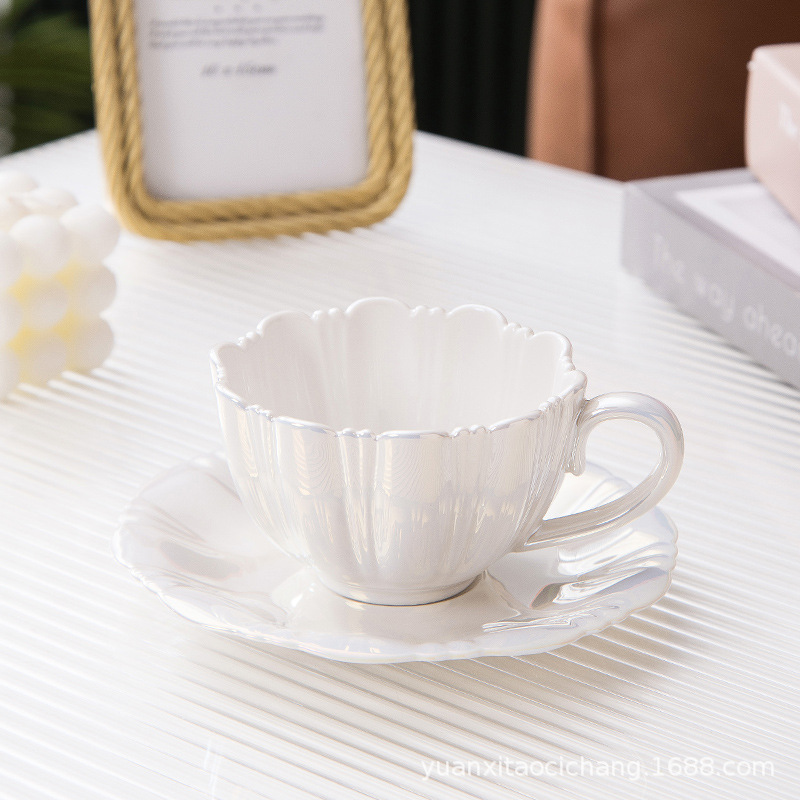 ins style dream flower ceramic mug good-looking petals coffee set set office couple water cup full figure
