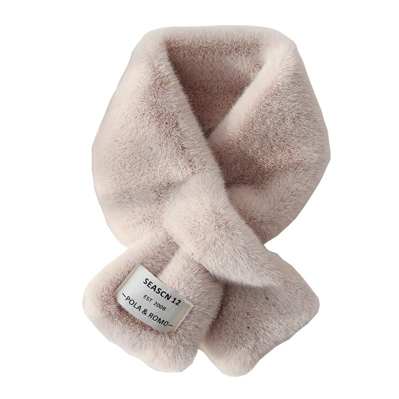 autumn and winter scarf plush korean style thickened solid color fur scarf warm imitate rex rabbit fur cross fur collar scarf Item Picture