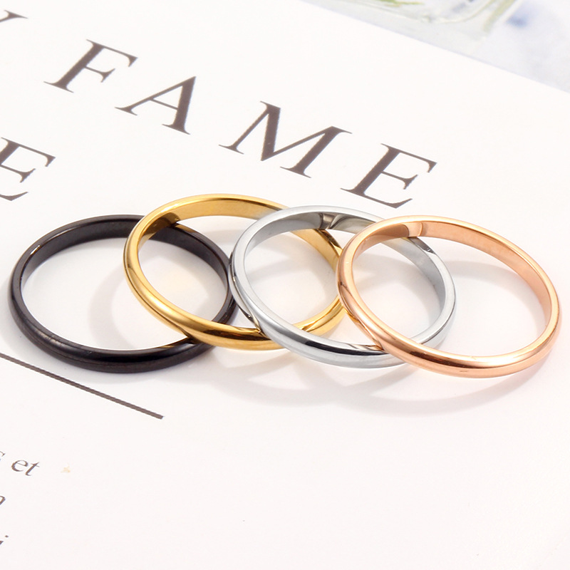 european and american new fashion simple glossy titanium steel ring 18k rose gold plated spherical stainless steel couple ring female Specification drawing