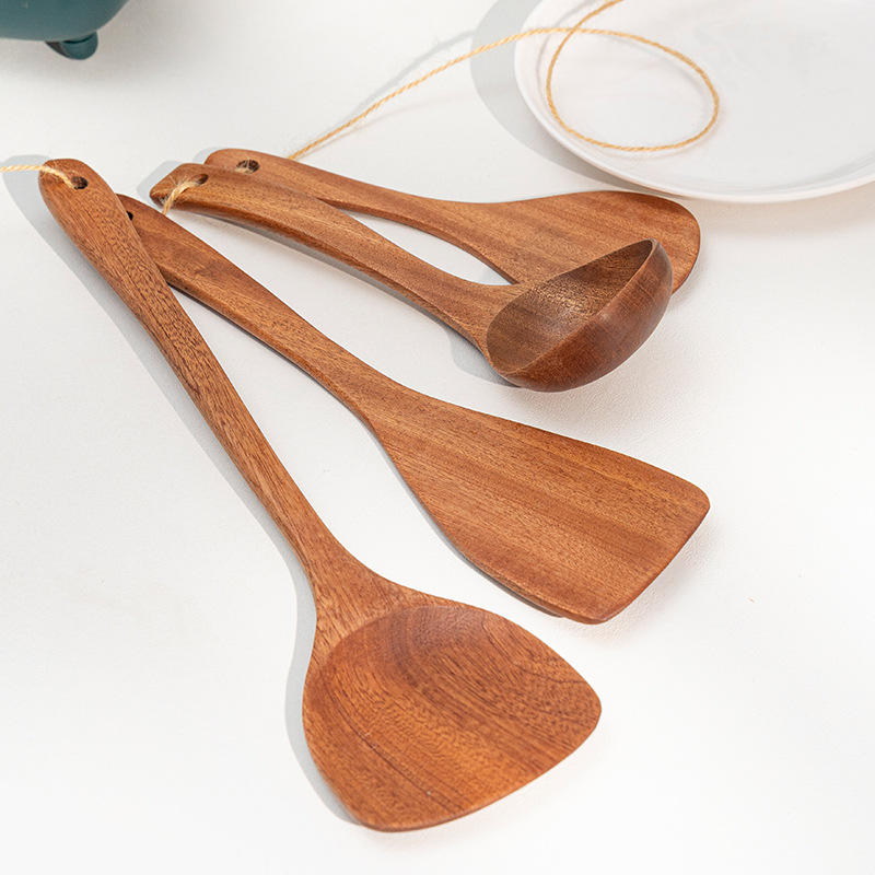 ebony household wood spatula non-stick pan spatula new chinese spatula wholesale cooking spoon and shovel kitchenware set full figure
