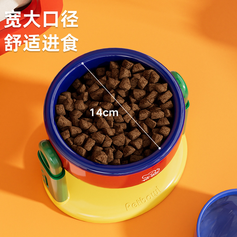 suction cup pet bowl lifting adjustable for cats and dogs protection cervical spine water bowl dog bowl oblique mouth tall bowl anti-tumble Application Scenario