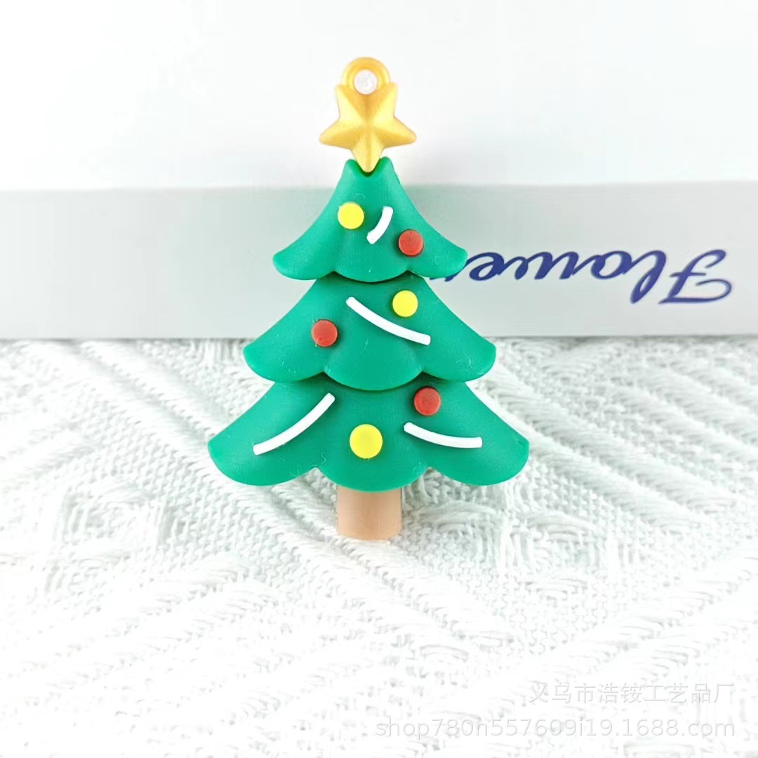 santa claus christmas tree keychain christmas snowman stereo soft glue doll pendant wholesale car key full figure
