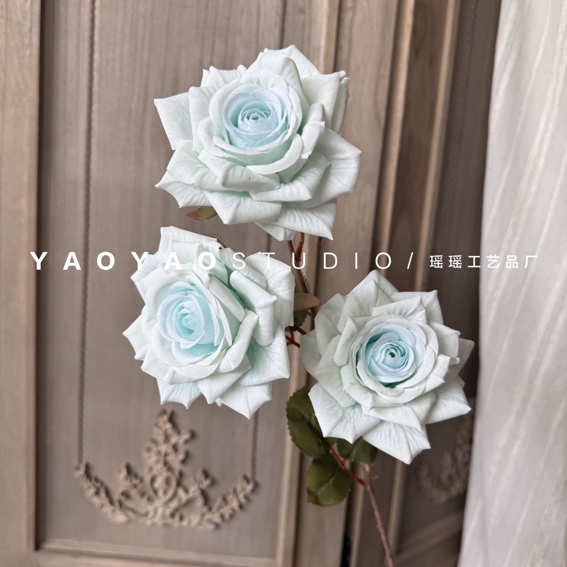 3-head capsicino rose car head officiate float artificial flower wedding celebration flower wall flower arrangement home decorative flower ornament full figure