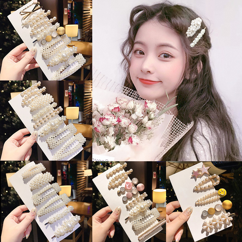 korean ins barrettes set pearl hair clip headdress girl bar clip side clip bang clip all-match adult hair accessories full figure