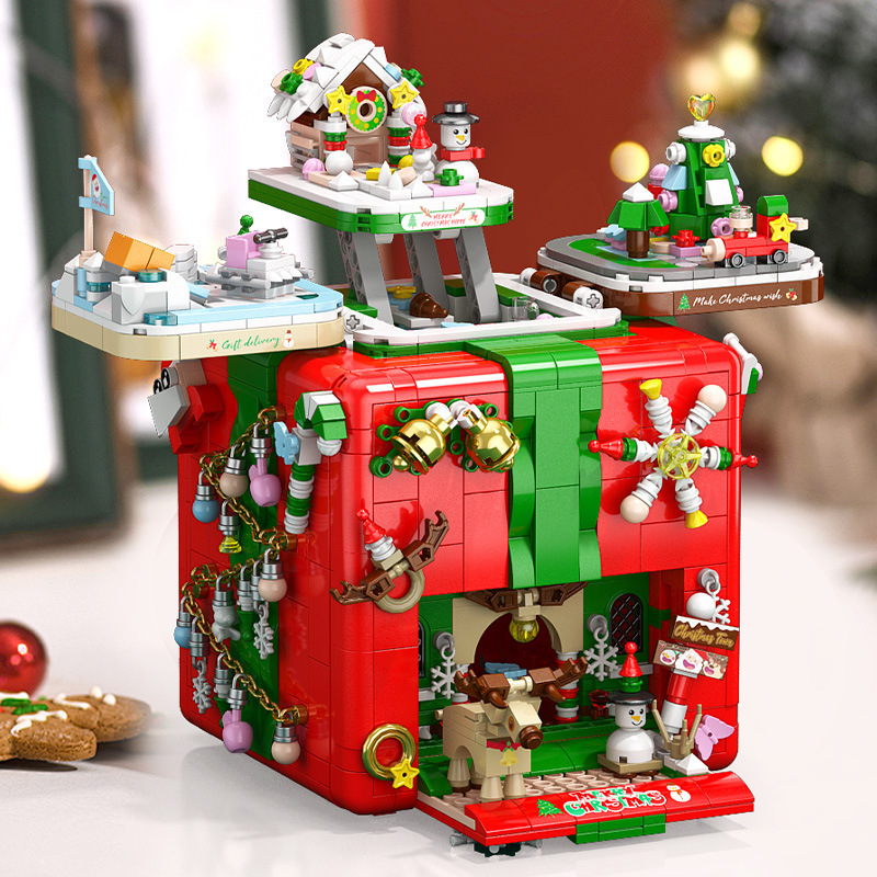 compatible with lego christmas organ box santa claus building blocks toys educational assembly gifts for men and women wholesale delivery full figure