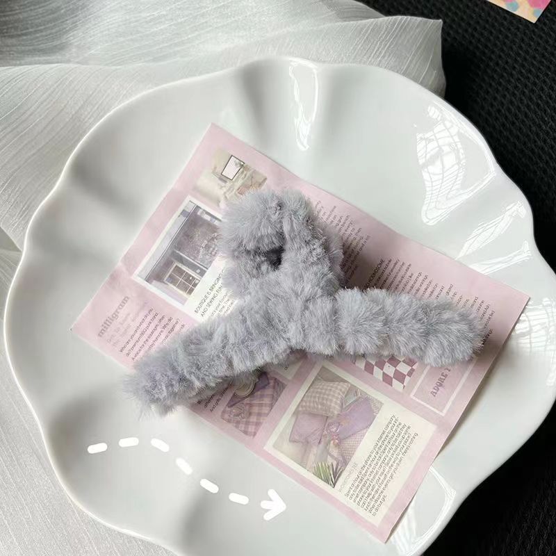 autumn and winter korean style plush barrettes female temperament korean ins hairpin back head shark clip furry grabber clip headdress female full figure