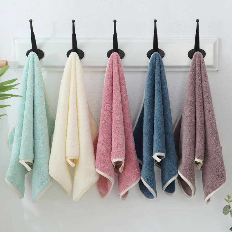 high density coral fleece towel thickened strong absorbent face washing towel factory customized 30*60 daily necessities supermarket towel details Picture