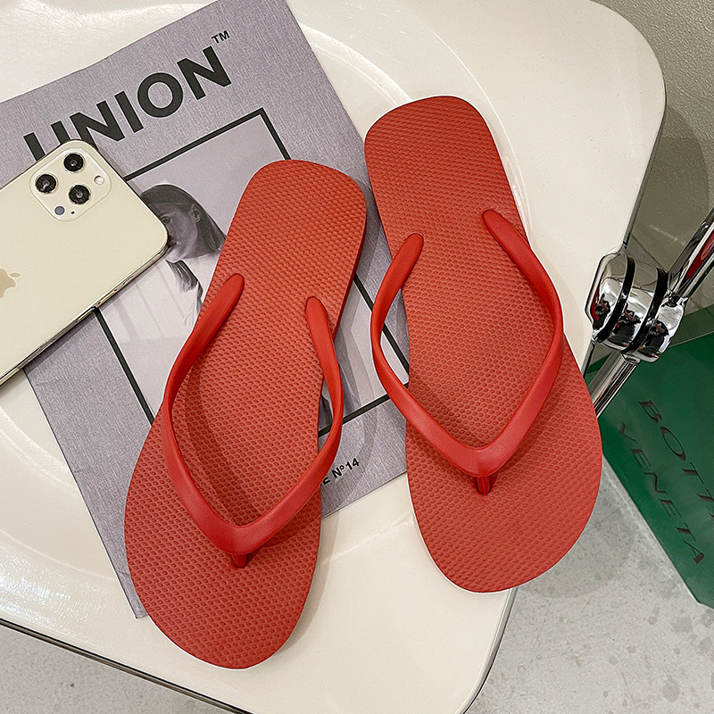 flip-flops women's simple black flip-flops non-slip bath beach seaside plywood ins fashion summer slippers Item Picture