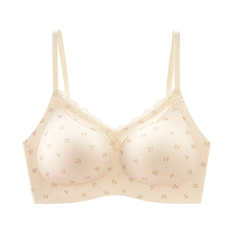 shufulei pure floral underwear women's small chest push up wireless soft support anti-sagging sweet thin bra Application Scenario
