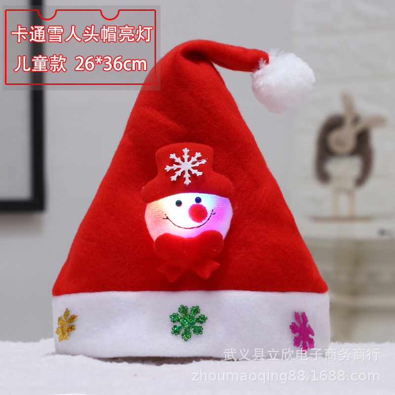 2025 christmas hat christmas decorations children adult snowman old man deer red luminous antlers decoration dress up Specification drawing