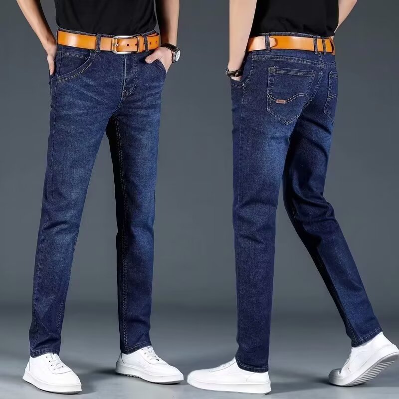 cross-border hot selling autumn and winter jeans men's straight loose casual thick versatile business young and middle-aged trousers wholesale Specification drawing