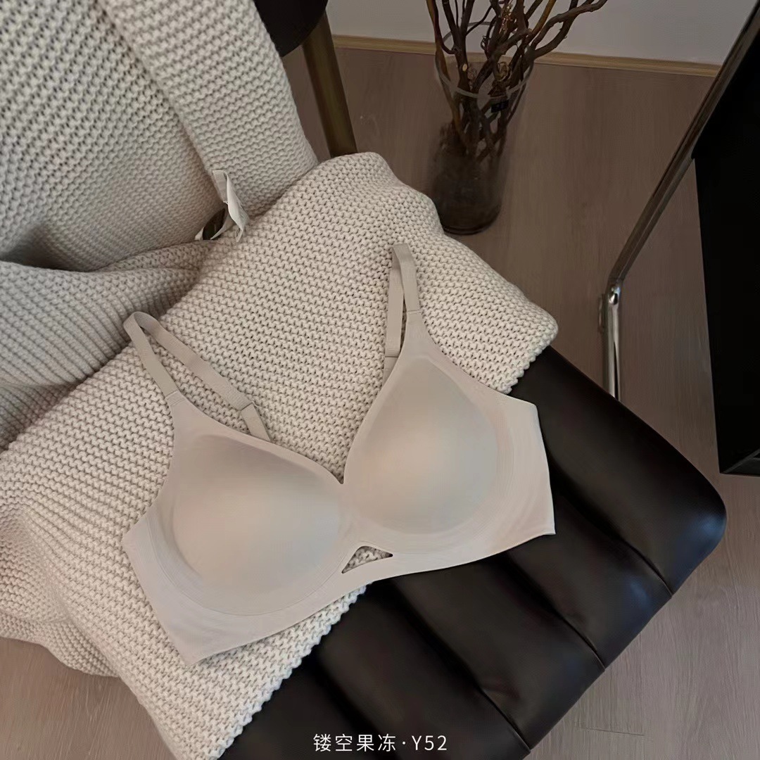 thin hollow jelly soft support fixed cup underwear women's seamless lifting small chest push up breast holding backless bra full figure