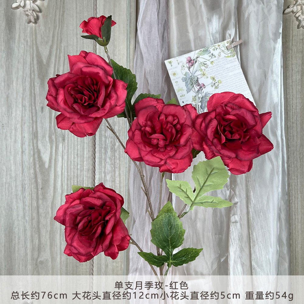 single chinese rose rose simulation fake flower silk flower wedding hall flower row road lead flower arrangement home decor floriculture Application Scenario