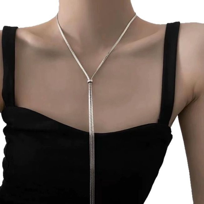 hot sale pull-out titanium steel necklace women's adjustable chain all-match simple fashion high-grade clothing accessories Item Picture