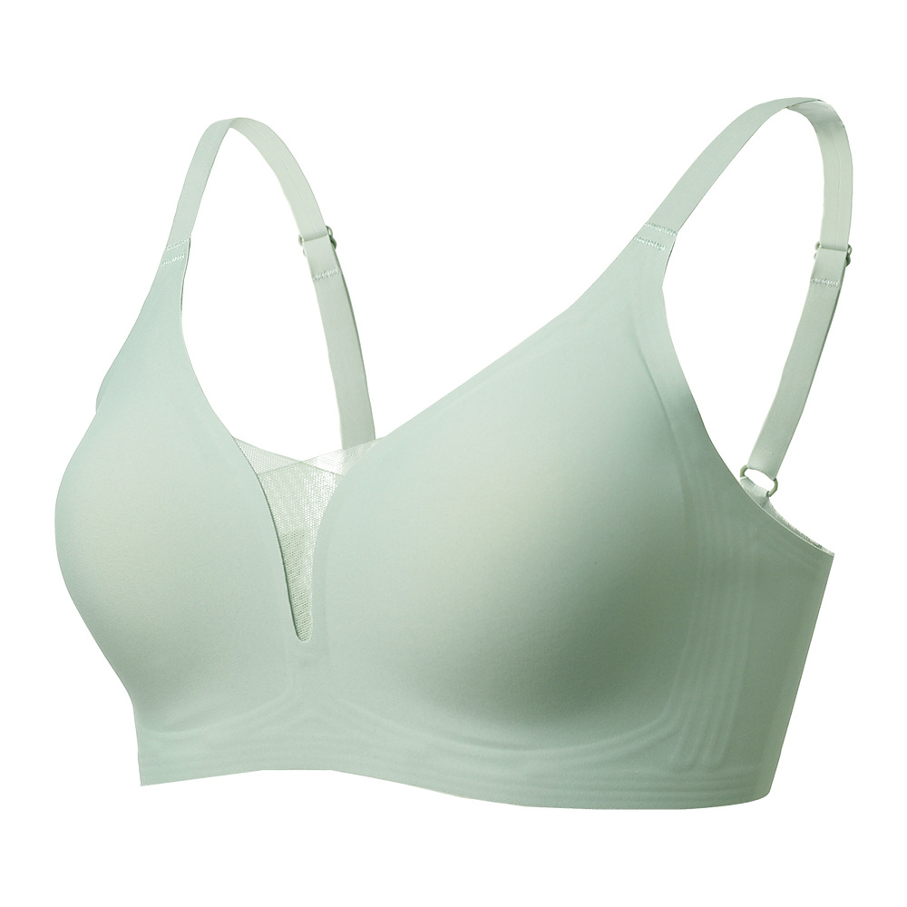 jelly stick underwear women's soft support glossy surface without a scratch small chest push up lifting bra wireless comfortable side drawing bra Item Picture