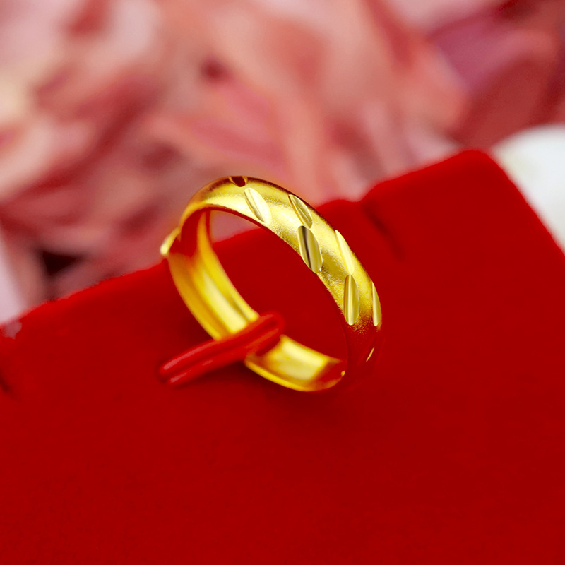 alluvial gold ancient style simple bracelet frosted ring for men and women couples openings matte ring simulation gold adjustable hot sale Specification drawing