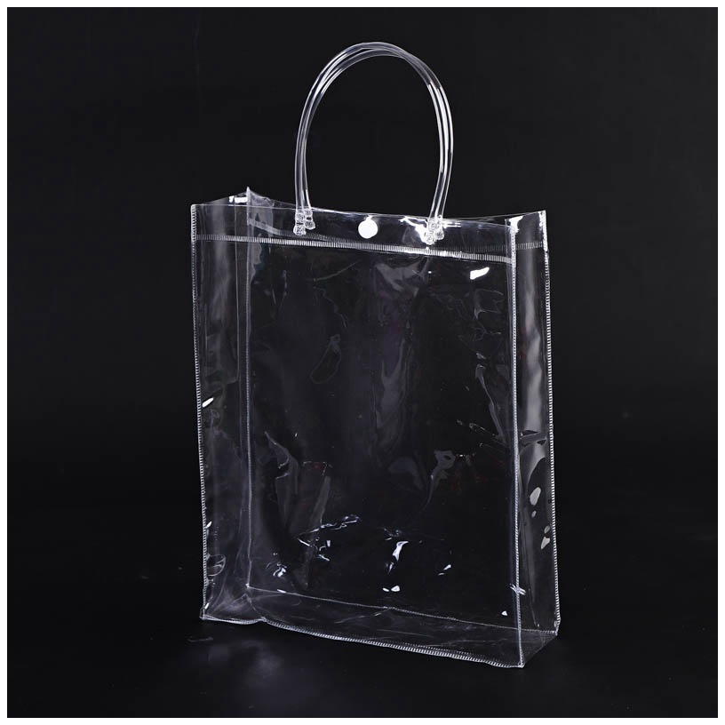 factory direct supply spot pvc handbag with hand gift bag portable three-piece transparent pvc bag printed logo full figure