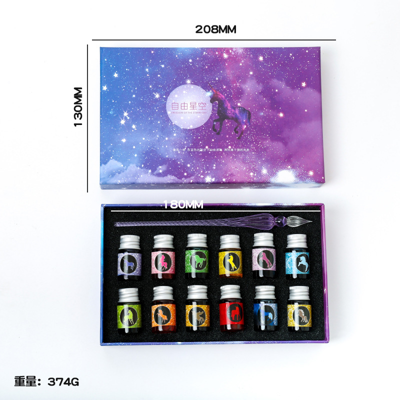 free starry sky pen glass pen gradient color gift set water pen business gift pen crystal pen for students Application Scenario