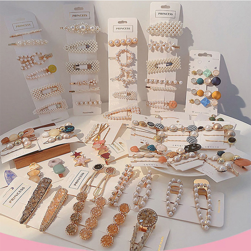 korean ins pearl barrettes female online influencer girl side clip word clip simple hair clip bb clip clip top clip headdress full figure
