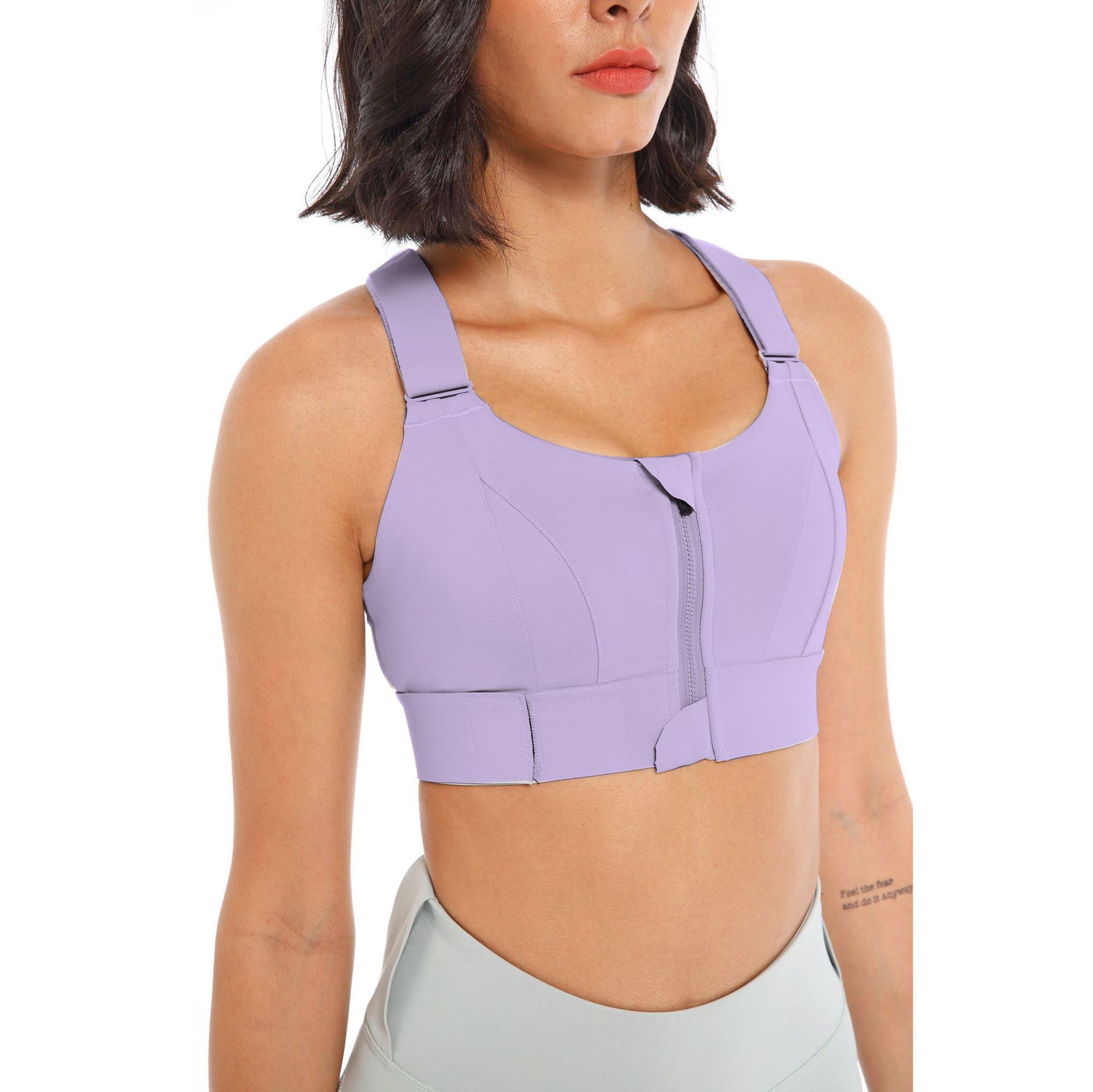 shefit velcro free adjustment sports bra plus size zipper vest-style fitness high-strength shockproof underwear full figure