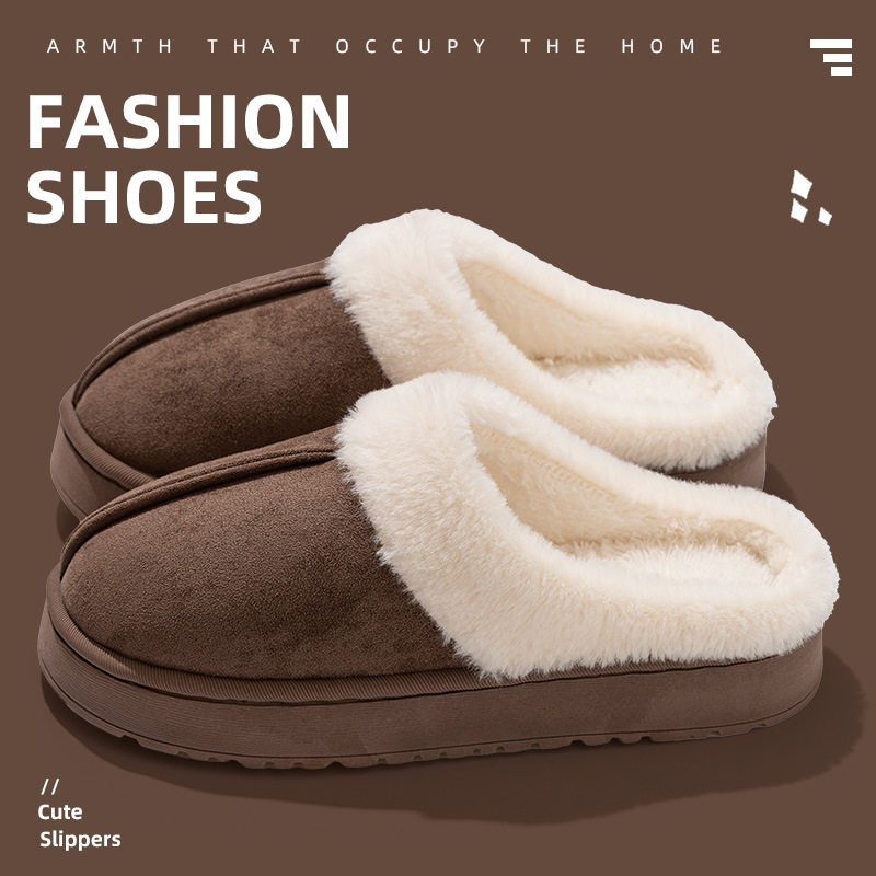 high-grade cotton slippers couple autumn and winter indoor cotton slippers cotton slippers home non-slip thick bottom velvet warm couple slippers details Picture