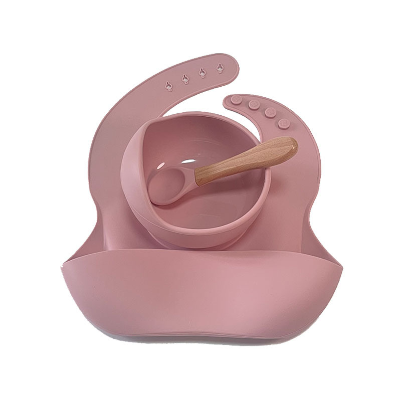 maternal and child supplies children's tableware set baby solid food bowl spoon silicone tableware baby food supplement tools bowl with suction cup Item Picture
