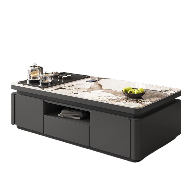 新款现代简约岩板功夫茶几客厅家用烧水壶一体泡茶台办公茶桌
