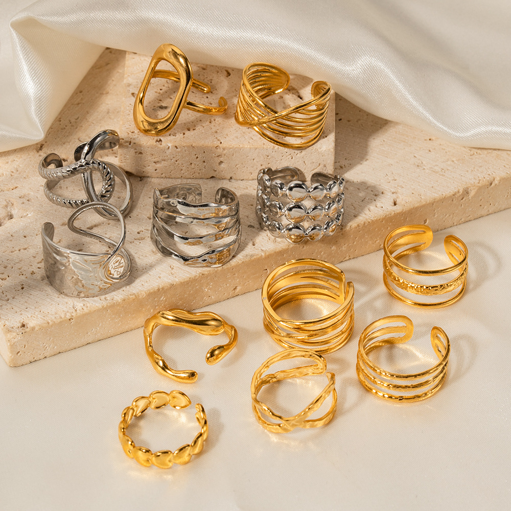 european and american ins style high-grade simple gold steel series stainless steel simple bracelet ring ornament wholesale Application Scenario