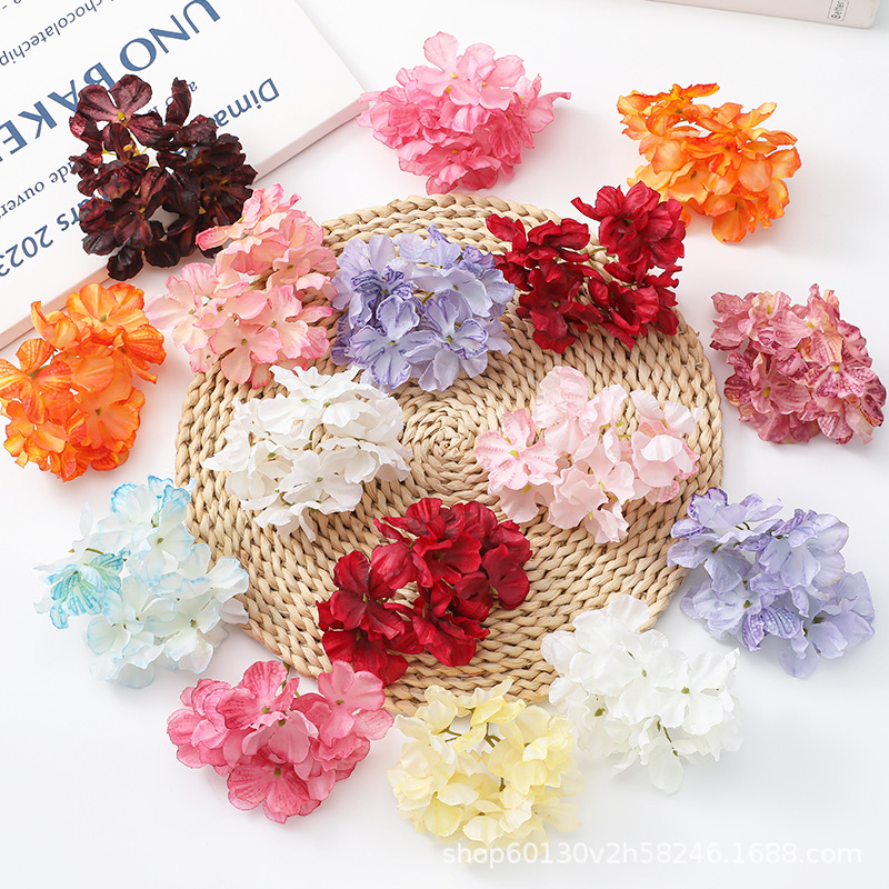 artificial flower burning edge hydrangea head diy handmade material hair accessories hanfu flower head decoration artificial fake flower full figure