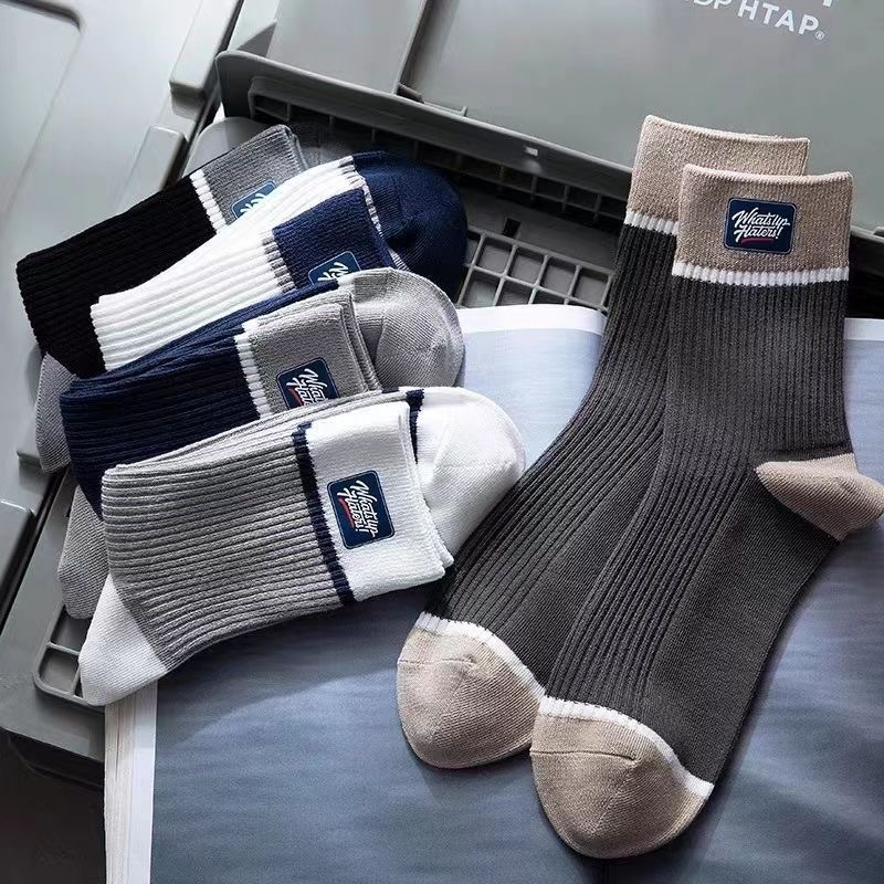 men's socks sweat-absorbent breathable spring and summer cotton middle tube socks comfortable long socks versatile socks color matching casual men's socks Application Scenario