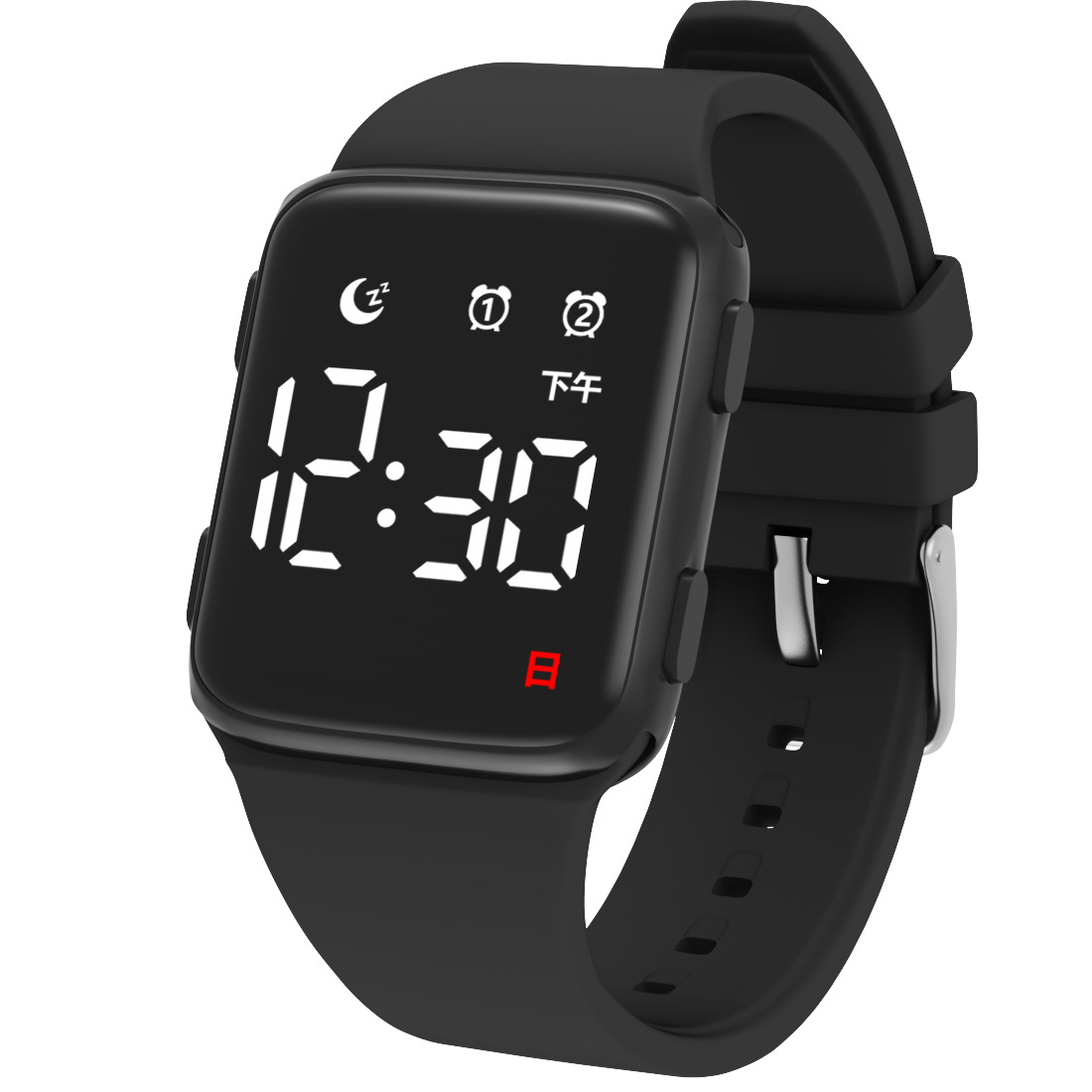 2024 new arrival electronic led chinese with alarm clock week luminous waterproof sports fashion watch for students details Picture