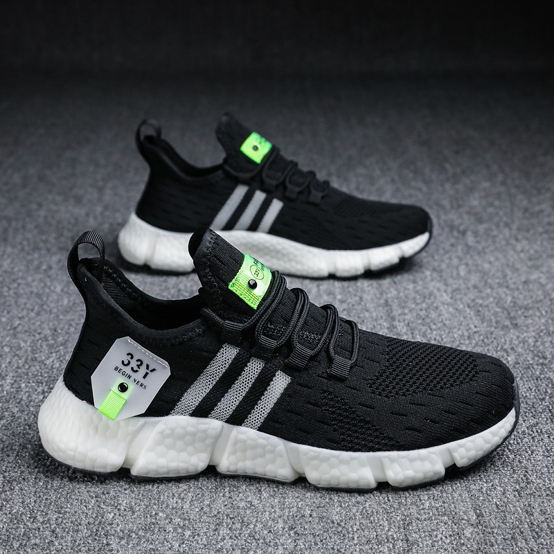 2022 summer breathable men's running shoes fashion shoes korean casual men mesh breathable flying woven plus size sneakers full figure