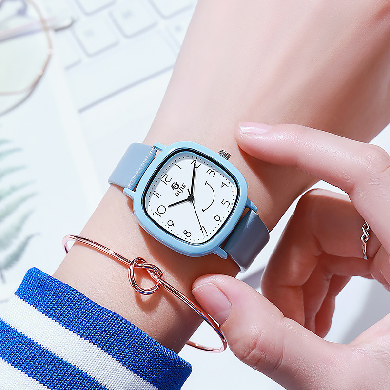children's watch girls square special-interest design primary school students junior and middle school students girls only look at the time mute exam table Item Picture