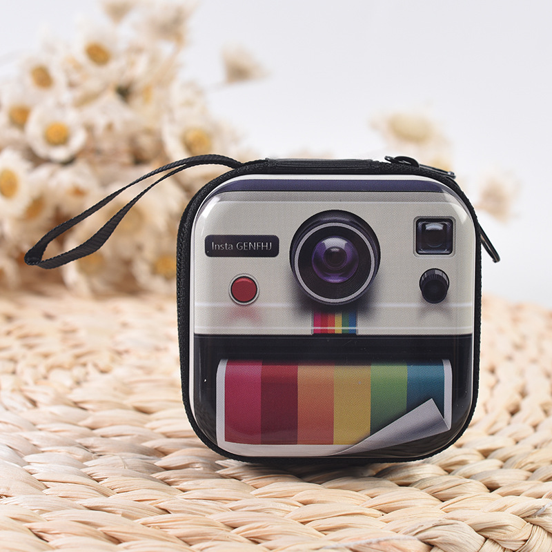 creative tinplate coin purse vintage tape coin purse cartoon key case coin headset storage bag details Picture