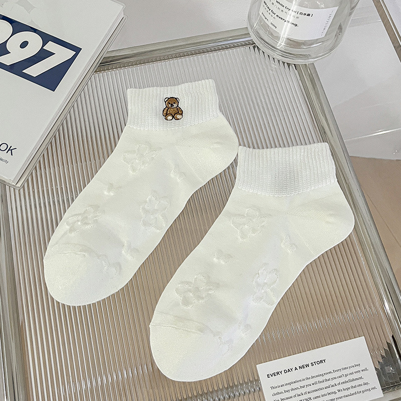 socks women's socks summer thin white japanese cute embroidered low cut socks breathable socks ins tide summer women's boat socks Specification drawing