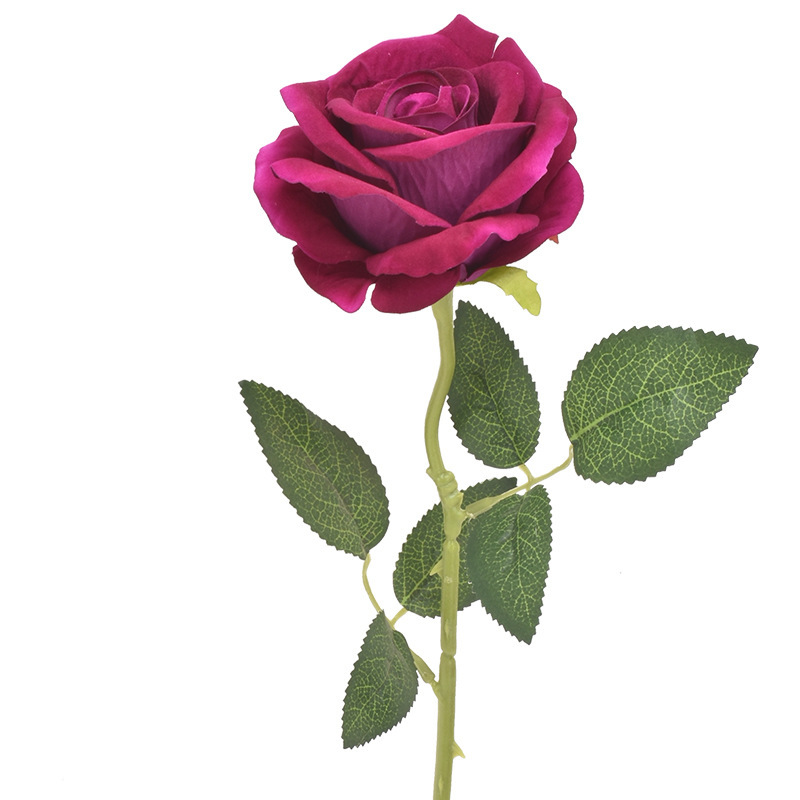 artificial flannel rose single artificial flower artificial flowers wedding home furnishing valentine's day decoration high-grade bouquet wall Item Picture
