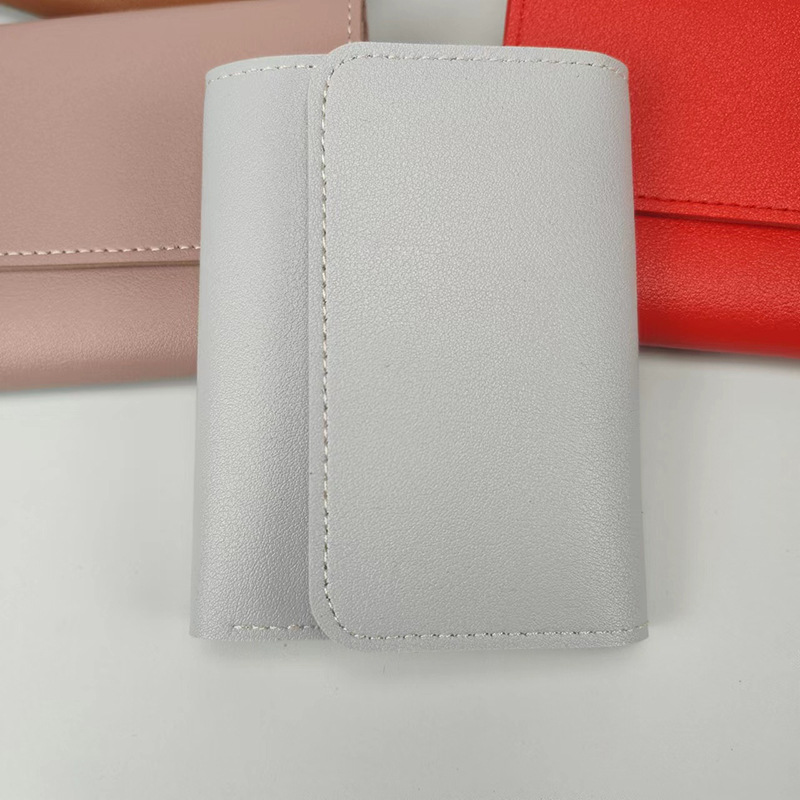 simple short women's wallet student ticket clip multifunctional card holder change three fold ultra-thin glossy wallet Specification drawing